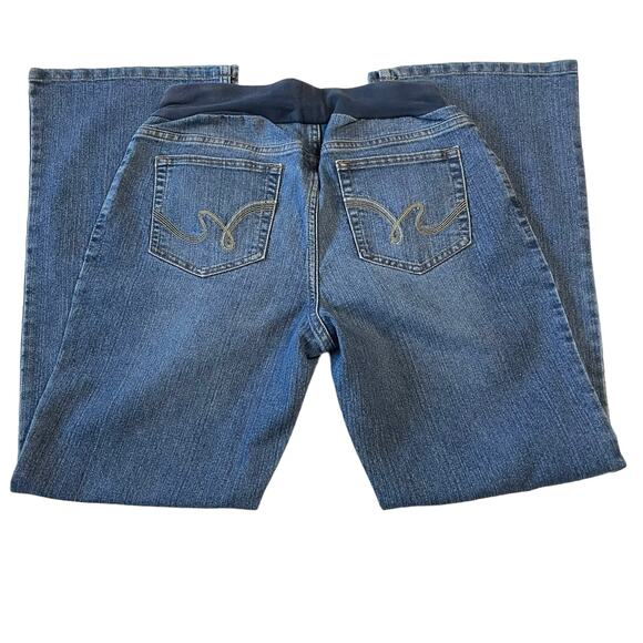 Motherhood Maternity Jeans Petite Medium Stretch Bootcut Below Belly Band Denim - Picture 4 of 12